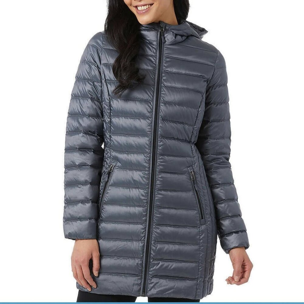 NWT Women's Gray Aventure lightweight 650 fill down hooded jacket